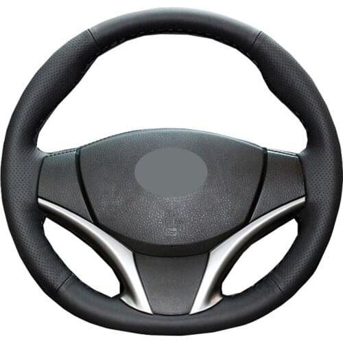 Hand Sewing Car Steering Wheel Cover Wrap Leather Suede For Toyota Yaris Vios 2014 2015 2016 Car Protector Braid Funda Volante