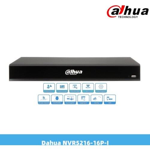 Dahua 16CH 8MP Resolution 4K&H.265 16Channel 1U 2HDDs 16PoE WizMind Network Video Recorder NVR5216-16P-I