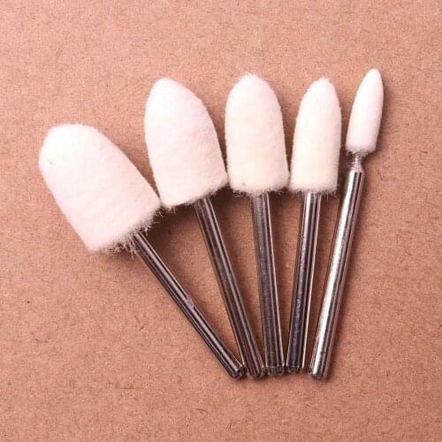 5PCS 4mm 6mm 8mm 10mm 12mm Wool Felt Polishing Buffing Wheels Grinding Pad 3mm Shank for Dremel Drill Grinding Wheel Rotary Tool