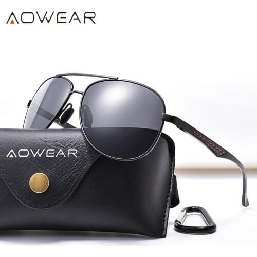 AOWEAR Brand Designer 2019 Aviation Sunglasses Men Polarized Big Mirror Pilot Sun Glasses for Driving Goggle Mens Oculos Gafas