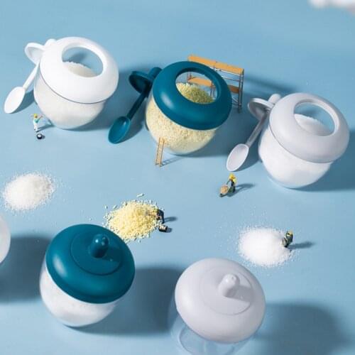 Creating Seasoning Bottle Organizer Salt Sugar Spice Storage Box Spice Jar with Spoon Containers