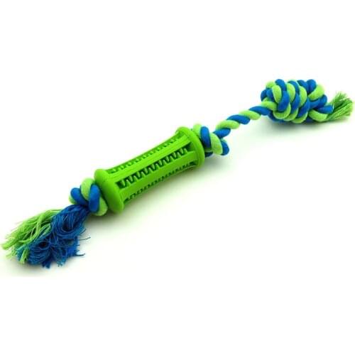 Pet Dog Rope Toys - High Quality Rubber Stick and Cotton Rope for Bite Teddy Puppies Molar Clean Teeth Chewing Toy