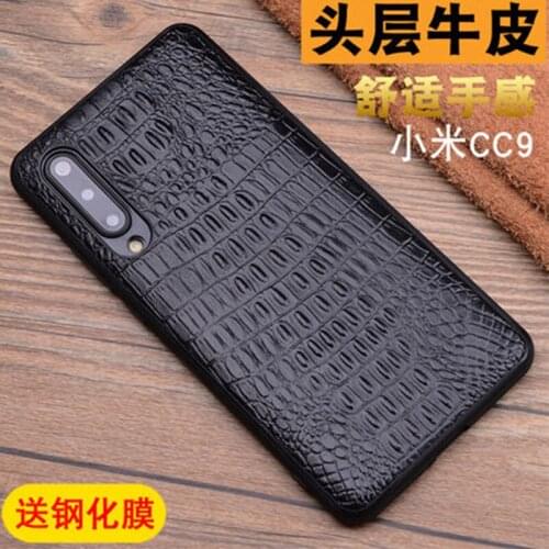 Phone Protective Shell Skin for Xiaomi CC9 Luxury Genuine Leather Case Cover for Xiaomi CC9e Free Screen Protector Funda Bag