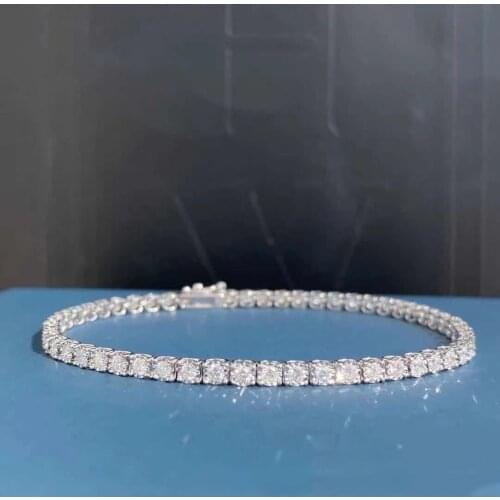 10ct Round Moissanite Charm Bracelet 0.5ct*20 Pieces D Color S925 Sterling Silver White Gold Chain Women Fine Jewelry