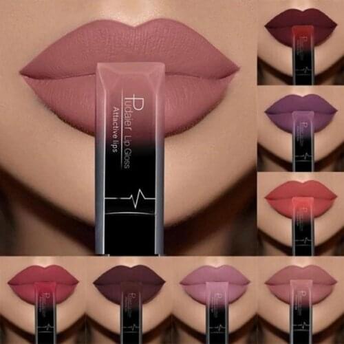 Pudaier Liquid Lipstick Nude Lip Gloss Velvet Lip Glaze Makeup Long Lasting Non-stick Cup Moisturizing Lipstick