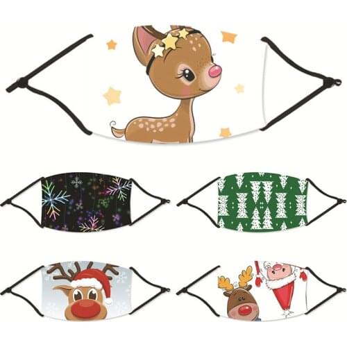 1pc Merry Christmas Mask Cartoon Elk Xmas Decoration for Home 2021 Navidad Noel Natal kerst Kids Adult Gifts mascarillas navidad