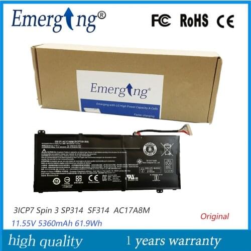11.55V 61.9Wh Original AC17A8M New Laptop Battery for Acer 3ICP7 Spin SP314 SF314 AC17A8M