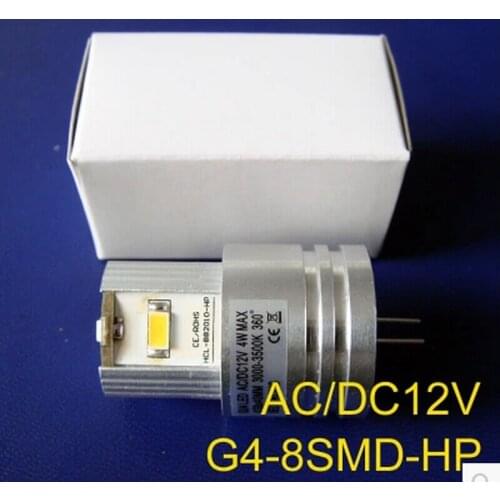 2pcs/lot high quality LED G4 dC12V AC12V 4w 5630 8SMD High quality high power G4 led 12v dc/AC Aluminum shell g4 12v