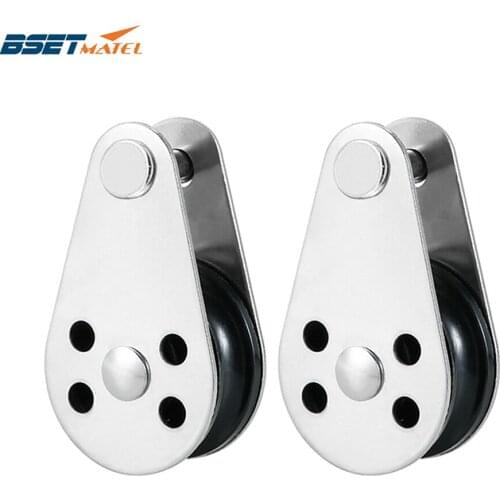 2PCS BSET MATEL SS316 Pulley Blocks Rope Runner Kayak Boat Accessories Canoe Anchor Trolley Kit for 2mm to 8mm Rope