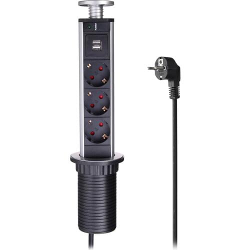 3/4 Power Port Pull Up Socket Electrical Power Socket Table Desktop Socket Lifting Electrical Power Outlet EU Plug