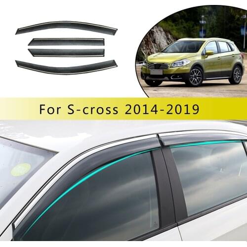 For SUZUKI S-CROSS Smoke car window visors sun Rain Guard Wind Deflectors 2014 2015 2016 2017 2018 Accessories 4PCS