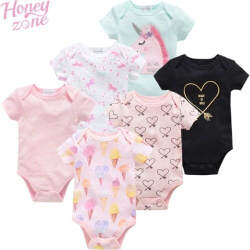 6 PCS/set Baby Boy Clothes Cotton Short Sleeve Christmas Girl Costume ropa nina body bebe Cartoon Print Clothing Baby Girl