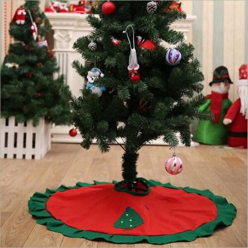 90cm High Quality Red Christmas Tree Skirt Carpet Party Ornaments Christmas Decoration for Home Non-woven Xmas Tree Skirt Aprons