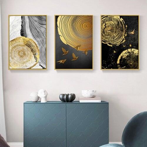 Abstract Golden Annual Ring Creative Fashion Atmosphere Poster Home Decoration HD Inkjet Art Frameless Printing Painting Core