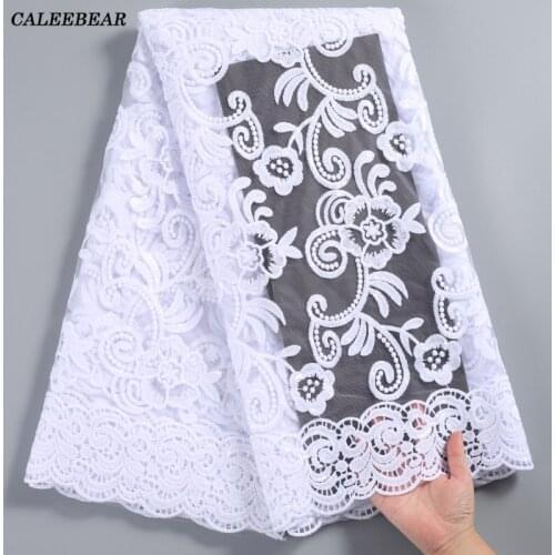Sequins Design African Lace Fabric High Quality French Tulle Lace Fabric Embroidered White Lace Material For Wedding Dress S2231