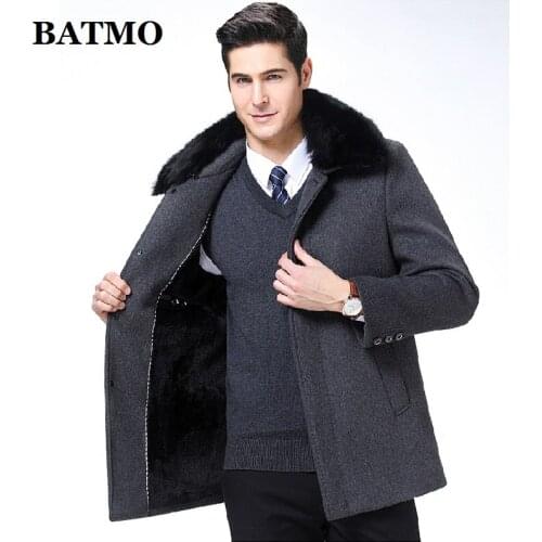 BATMO 2019 new arrival autumn&winter high quality wool trench coat men,mens wool jackets,warm coat,plus-size M-XXXL,1878