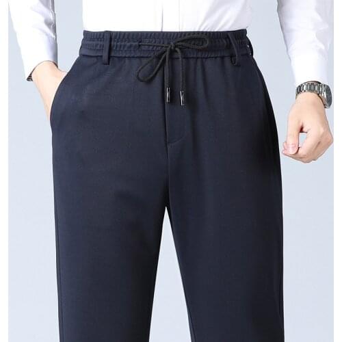Mens High Waist trousers Summer degree of tightness Pants Clothing Husband Pant Male Grey Casual Men Pants