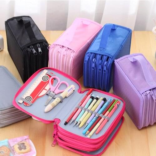 72 Holders 4 Layer Portable Oxford Canvas School Pencils Case Pouch Brush Pockets Bag Pencil Holder Case School Supplies