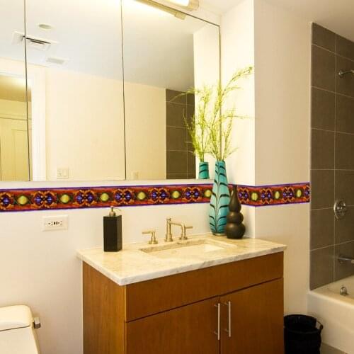 Flower Wall Decoration for Tile Wall Sticker 3D Skirting Mirror Wall Stickers Waist Line Self-Adhesive Wall Stickers Home Decor