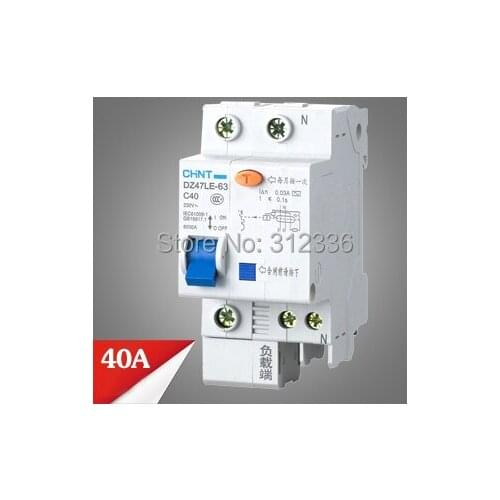 Free Shipping Two years Warranty NXBLE-63 DZ47LE-63 C40 1P+N 40A 1 pole ELCB RCD earth leakage circuit breaker residual current