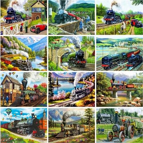 Evershine 5D DIY Diamond Painting Train Diamond Embroidery Sale Scenery Full Square Rhinestone Pictures Handicraft Gift