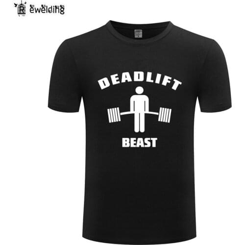 Deadlift Beast-Weightlifting Printed Men T Shirt Fitness Bodybuilding T Shirts Men Cotton Short Sleeve Male Tshirt Streetwear