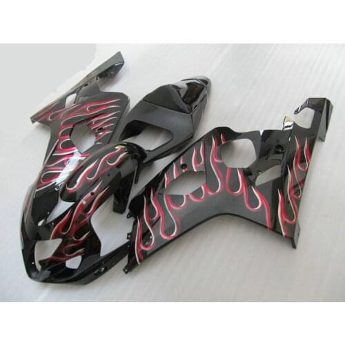 Motorcycle Fairing kit for SUZUKI GSXR600 750 K4 04 05 GSXR 600 GSXR750 2004 2005 Double flames black Fairings set+Gifts SF23