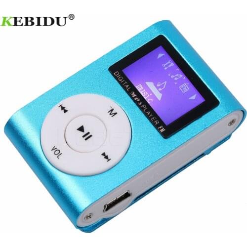 Kebidu Digital LCD Screen MP3 Music Players Metal Mini Clip MP3 Player with Micro TF/SD Slot with Earphone and USB Cable