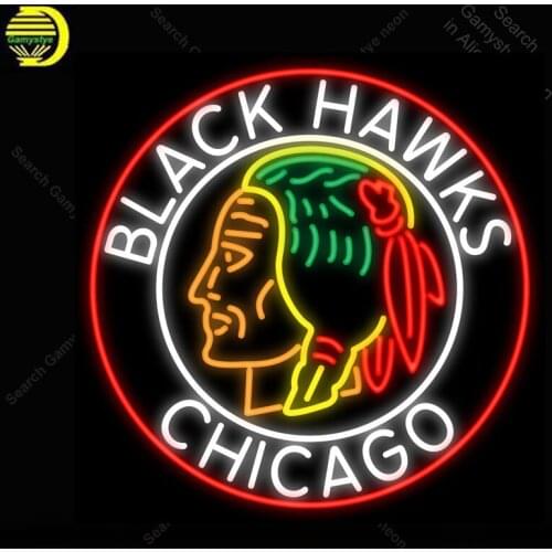 Neon Sign for Commemorative Chicago Black hawk neon bulbs Sign Neon lights Sign glass Tube Handcraft Iconic Store Display Signs