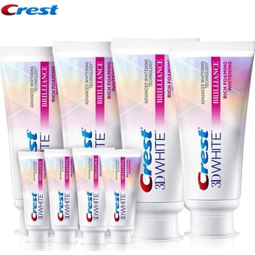 Original Crest 3D Brilliance Advanced Whitening Toothpaste White Briliance Rich FoamingTooth Paste for Adults Oral Clean 90g
