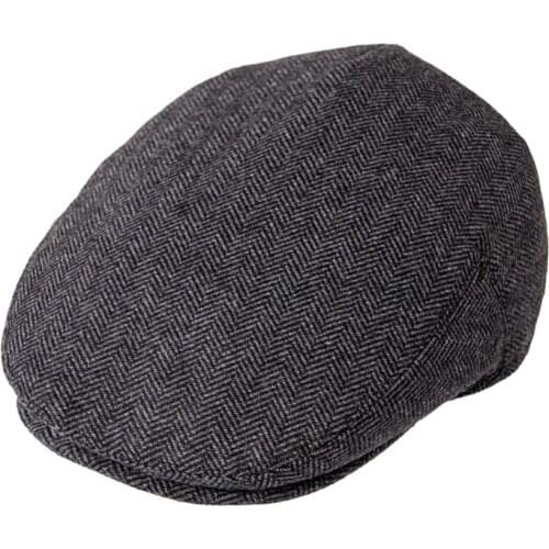 JANGOUL Flat Cap Men Autumn Wool Blend Scally Caps Herringbone Driving Hat 811