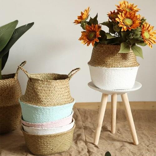 Seagrass Wickerwork Basket Rattan Hanging Flower Pot Dirty Laundry Hamper Storage Basket Dropshipping