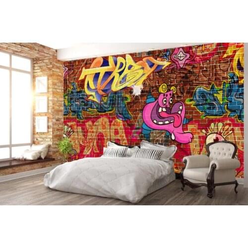 Custom mural photo wallpaper 3d Brick wall color graffiti culture wall home decor Wallpapers for walls in rolls