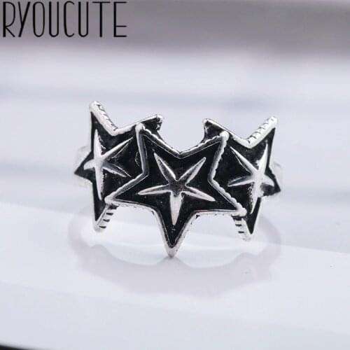 Romantic Style Silver Color Star Finger Rings for Women Fashion Adjustable Antique Rings joyas de plata Ladies Gifts