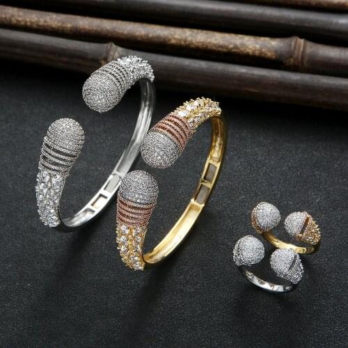 Luxury African Bangle Ring Sets Fashion Dubai Bridal Jewelry Sets For Women Wedding brincos para as mulheres FV365