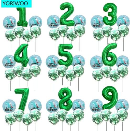 Happy Birthday Balloon 1 2 3 4 5 Foil Balloons Air Dinosaur Party Supplies Baloons Boy 1st Birthday Party Decorations Kids Dino