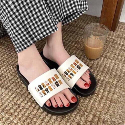 Shoes for women 2021 Cute cat pattern printing summer open-toe non-slip fashion sandals Hipster flip flops