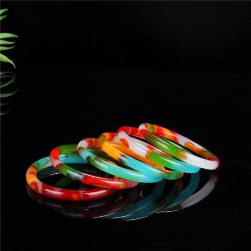 Xinjiang quartzite jade color jade round bracelet Colorful Jade Bracelet