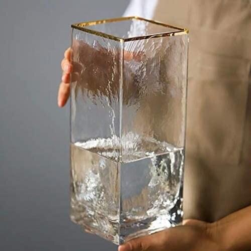 Nordic glass vase living room soft decoration model room light luxury style creative decoration vase