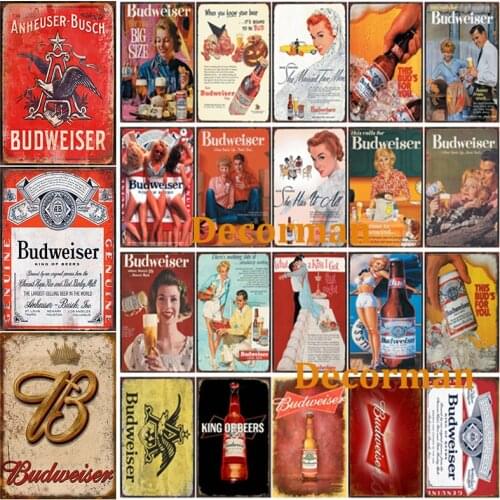 [ WellCraft ] Budweiser BEER Metal Signs Posters Retro Wall Plaque Custom Pub Decor LTA-2010