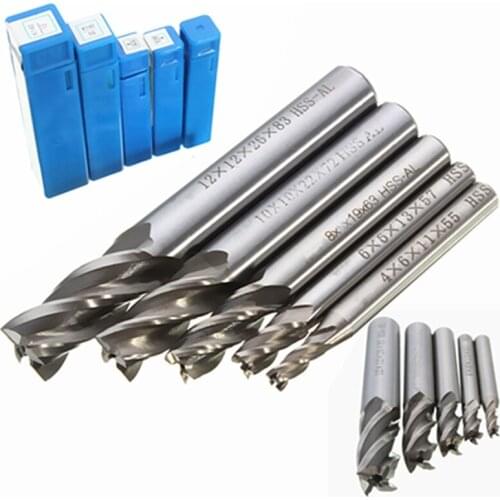XNEMON Mill Cutter Drill Bit Set HSS Straight Shank 4 Flute End Drill Bits Tool 4 6 /8 10 12mm For CNC Milling Machine 5pcs