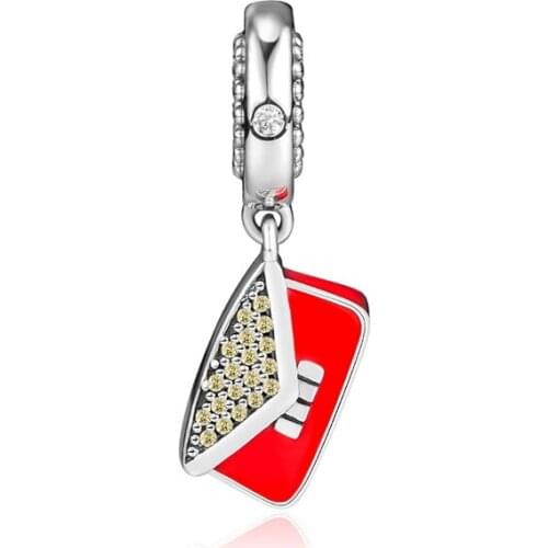 CKK 925 Sterling Silver Clutch Bag Charm,Red Enamel Fits Pandora Bracelet Charms Pendant Necklace Jewelry Making Gift for Women