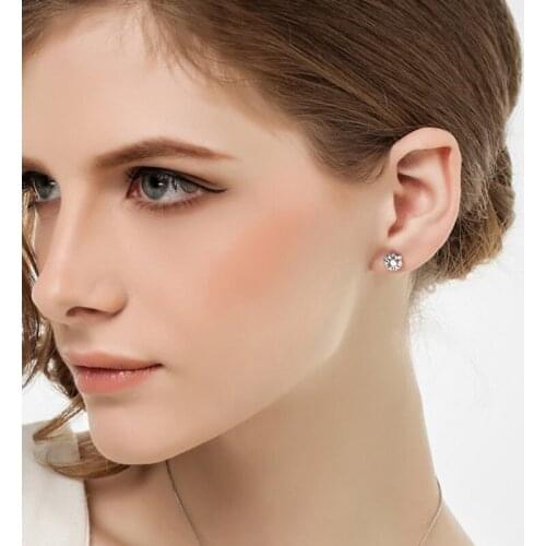 KOFSAC New Fashion 925 Sterling Silver Earrings For Women Jewelry Shiny Zircon Snowflake Stud Earring Lady Christmas Party Gifts