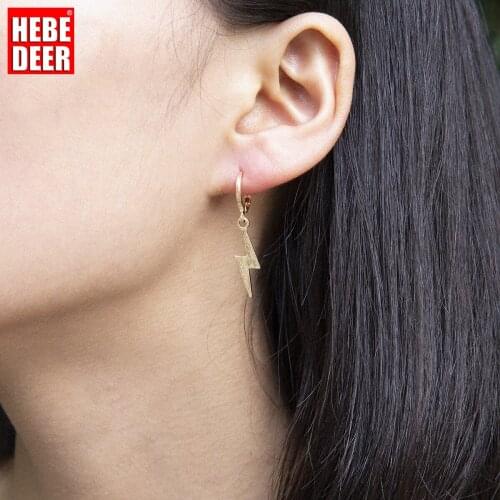HebeDeer Fashion Earrings Women Geometric Vintage Jewelry Piercing Small Simple Chain-like Punk Lightning Hanging Earrings Arete