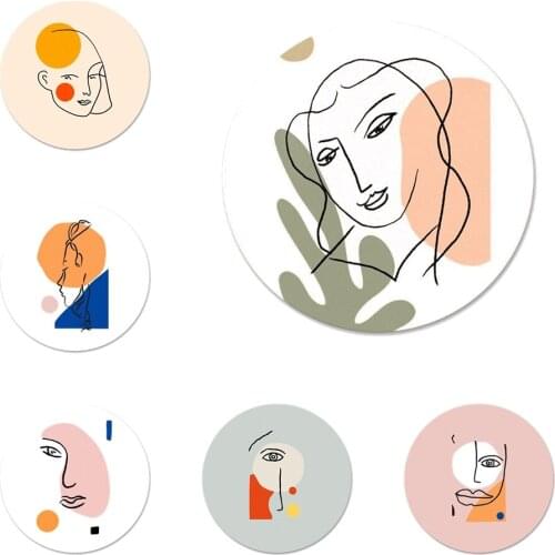 58mm Funny Face Abstract Art Painting Matisse Icons Pins Badge Decoration Brooches Metal Badges For Backpack Decoration