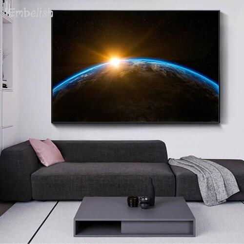 1 Pieces Large Size Modern Home Decor Earth Planet Wall Art Pictures For Living Room HD Canvas Painting Bedroom Posters