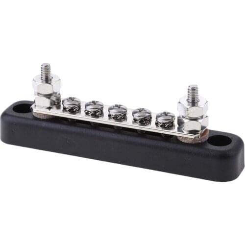 100A 5-Point Bus Bar 5 Screw 2 Studs Power Distribution Block Panel Terminals For Car Auto Vehicle