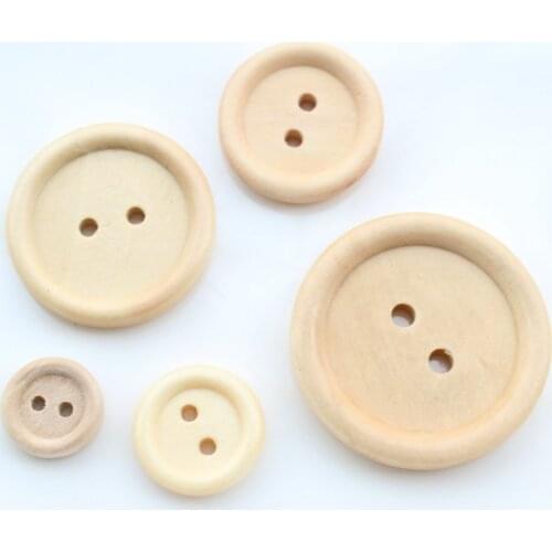 300pcs of mix size 10mm-30mm vintage wood buttons 2 holes sewing notions ribbed edged excellent condition pine color D25