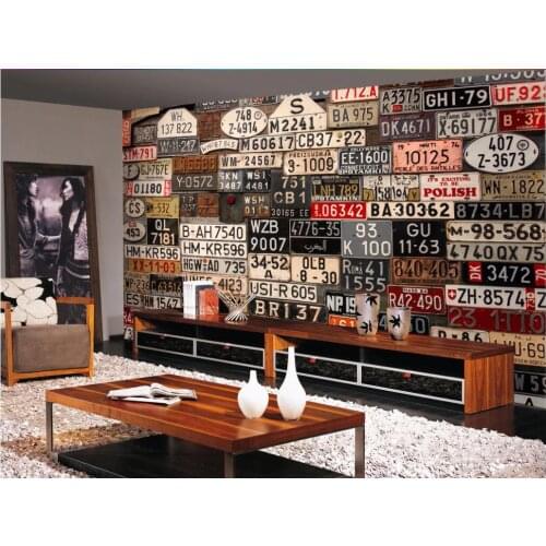 3d wallpaper custom photo mural European vintage car license plate background wall 3d wall murals wall paper for walls 3 d
