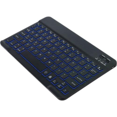 7 Color LED Backlit Mini Wireless Bluetooth Keyboard Keypad 10 Inch for Tablet Laptop iPad Support Windows IOS Android System